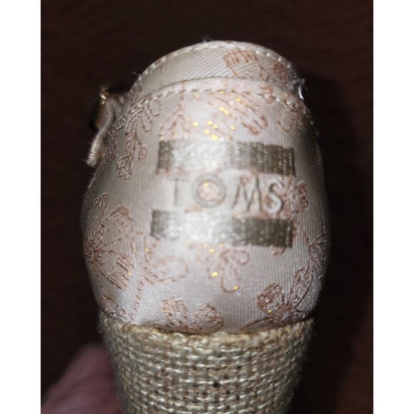 Toms Raffia Wedge Platform Boujee Sandal Beige Jacquard Rose Gold stich 7.5 - Picture 14 of 16